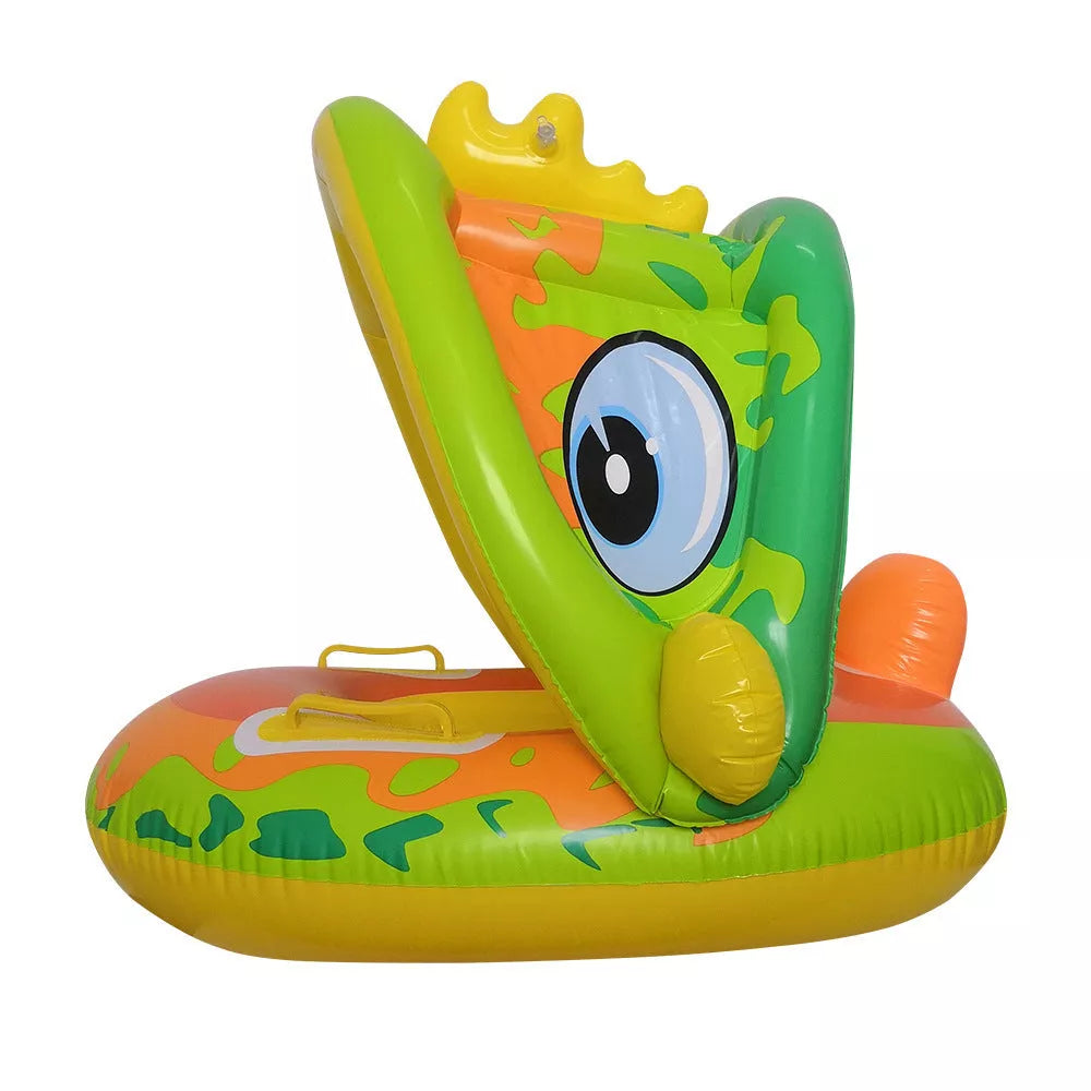 Inflatable dinosaur canopy swimming ring for children with detachable sunshade