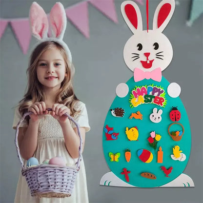 DIY Felt Bunny Pendants with Detachable Alphabet Easter Ornaments for kids