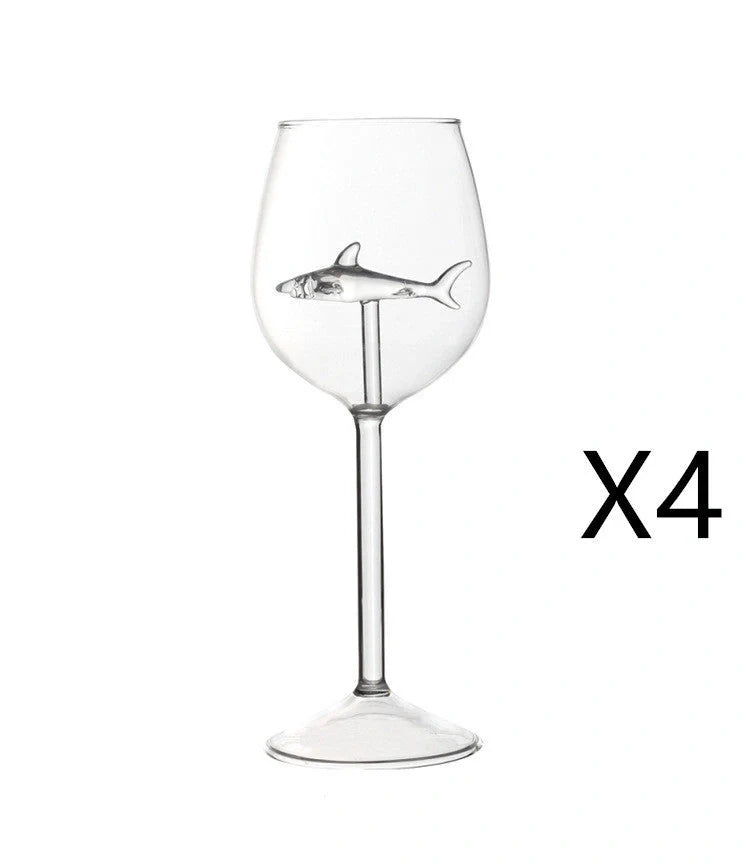 Crystal shark red wine glass with rotating design, lead-free, 300ml capacity