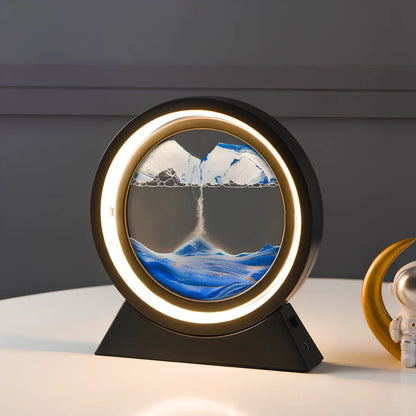 3D dynamic art ornament with quicksand motion effect in blue colour, 24cm height