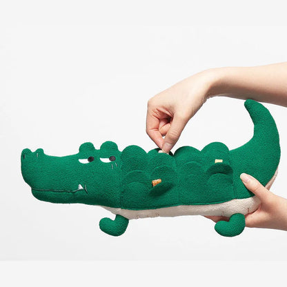 Green plush toy dog measuring 35cm with durable construction for pet play