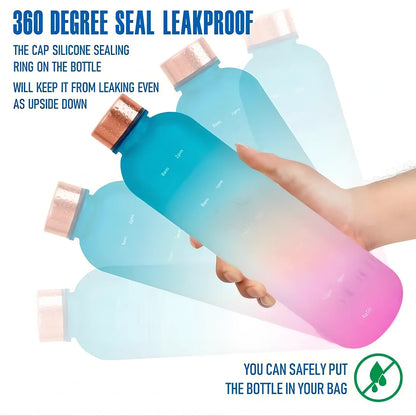 1-litre Tritan sports water bottle with frosted gradient finish and integrated handle in blue powder gradient colour