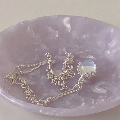 Ornamental stone necklace with geometric silver pendant on adjustable 41-50cm curb chain