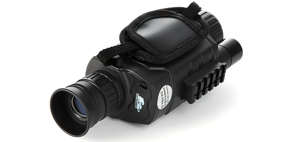 Black infrared monocular with 500m night vision range and 5x magnification for dark conditions