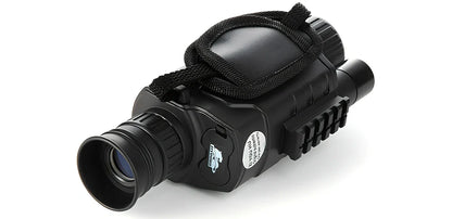 Black infrared monocular with 500m night vision range and 5x magnification for dark conditions