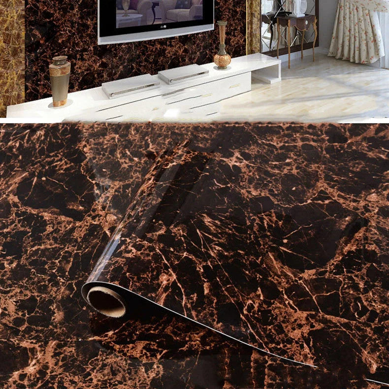 Premium peel-and-stick marble-look wall panels in various colors and sizes for kitchen and bathroom renovations