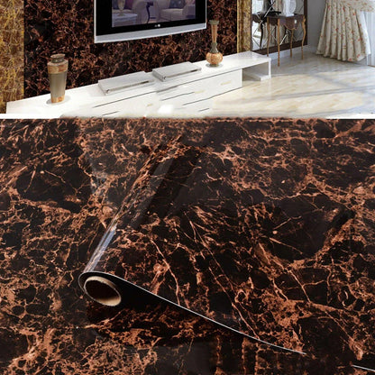 Premium peel-and-stick marble-look wall panels in various colors and sizes for kitchen and bathroom renovations