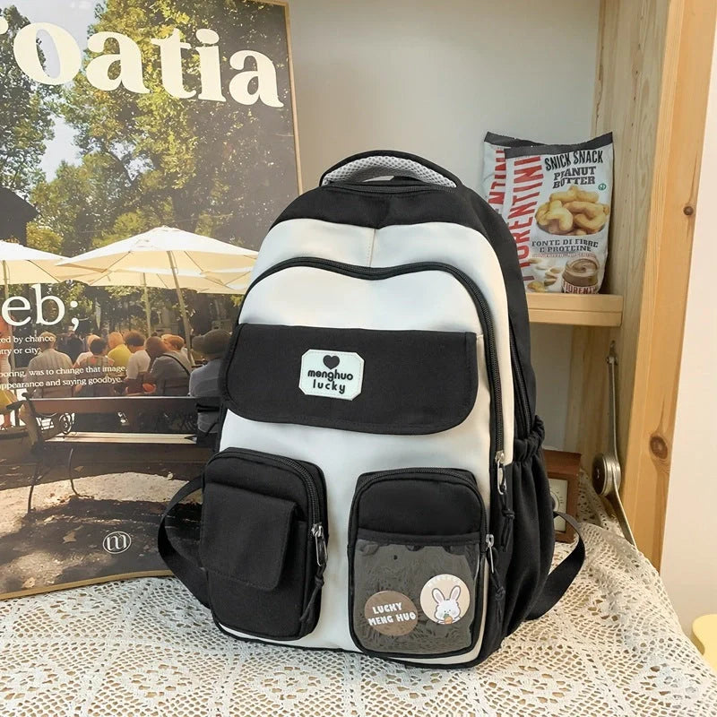 Stylish preppy backpack for women with large capacity and multiple pockets