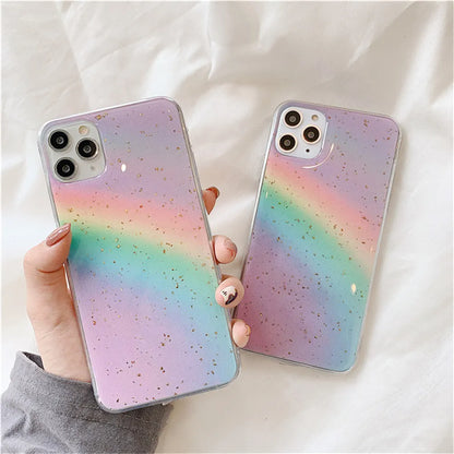 Rainbow gradient phone case with Japanese Korean stripes on TPU shell for iPhone models