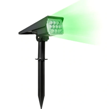 Adjustable solar garden light with black ABS/PC housing and directional spotlight head