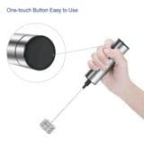 Silver handheld milk frother with 19000RPM speed for quick and efficient frothing