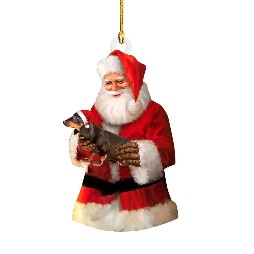 8cm acrylic plastic Christmas sausage dog decoration in assorted colours