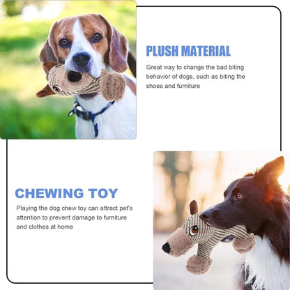Plush dog squeaky toy with cotton-weave construction for medium and large dogs