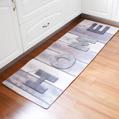 Printed long floor mat measuring 60x180cm with colourful pattern for bathroom and kitchen use