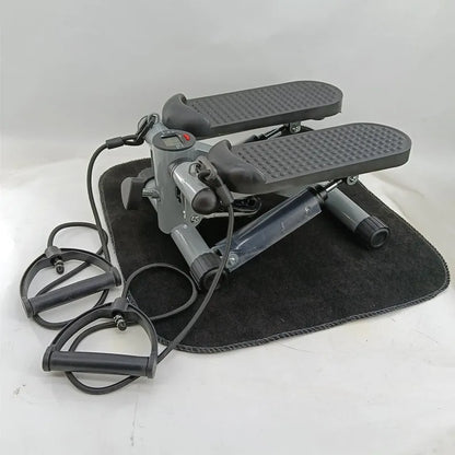 Silver grey hydraulic mini treadmill with stepping pedals for home waist slimming exercises