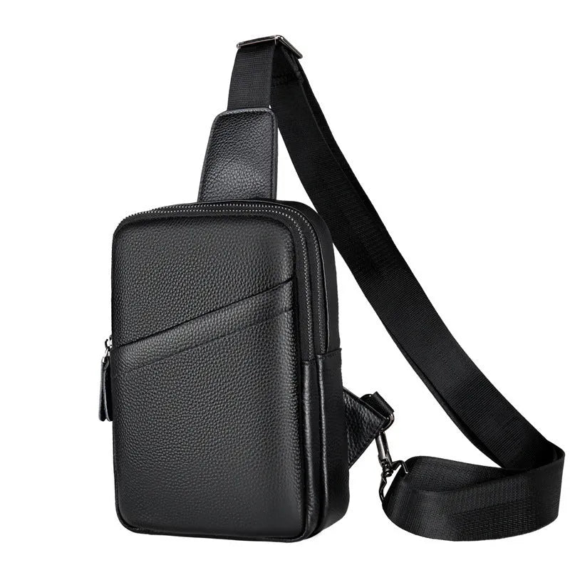 Men's genuine leather crossbody shoulder bag in urban simplicity design with breathable construction