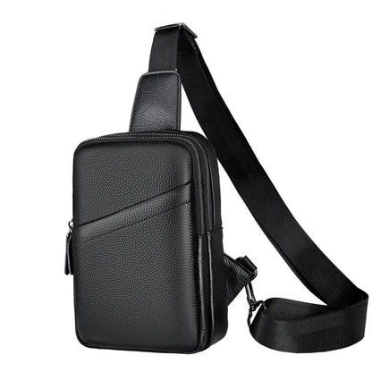 Men's genuine leather crossbody shoulder bag in urban simplicity design with breathable construction