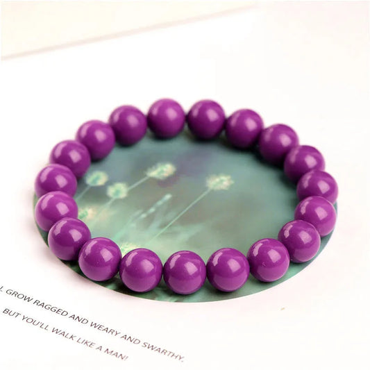 Jiuya purple mica crystal bracelet showing hand-polished finish and adjustable single circle design