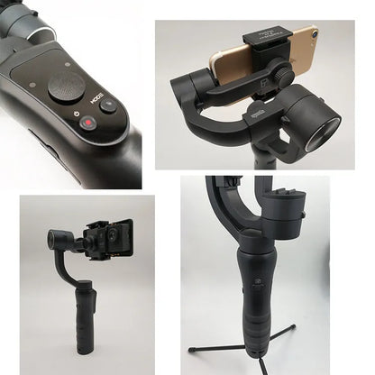 Black 3-axis handheld mobile phone gimbal stabilizer for smartphones under 6.5 inches