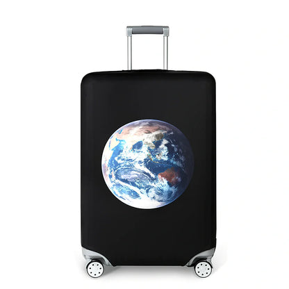 Elastic trolley case cover protecting luggage with polyester fabric, available in multiple sizes and patterns