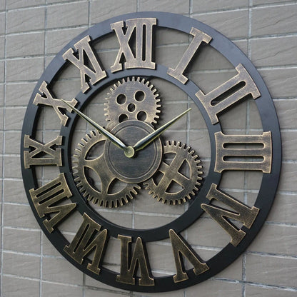 LOFT Art Wall Clock with 30cm diameter, quartz movement, and gold or silver finish on wall
