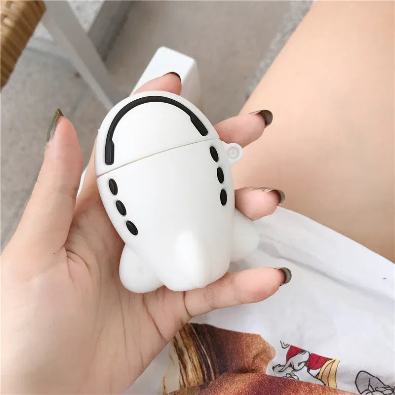 Cartoon airplane design silicone flip case for AirPods 1st and 2nd generation with hook attachment