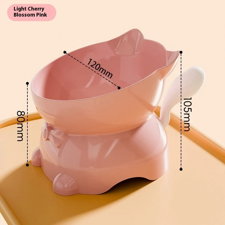 Stainless steel cat bowl with 15-degree tilt angle on non-slip silicone base