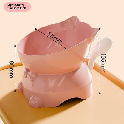 Stainless steel cat bowl with 15-degree tilt angle on non-slip silicone base