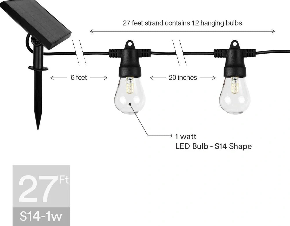Waterproof solar-powered LED string lights with PVC shell for outdoor garden and patio illumination