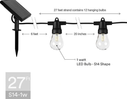 Waterproof solar-powered LED string lights with PVC shell for outdoor garden and patio illumination