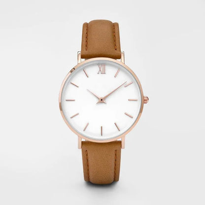 Women's square quartz watch with alloy case and PU leather strap in multiple colour options