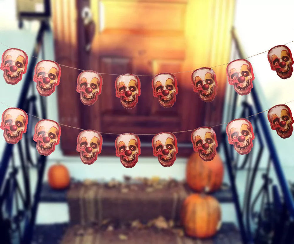 Halloween Horror Knife Flag Pulling Horror Curtain Bed Sheet with multiple horror-themed images