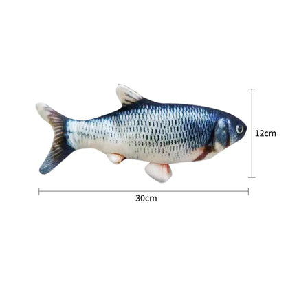 Electronic jumping fish cat toy 30cm length USB rechargeable multicolour PP material