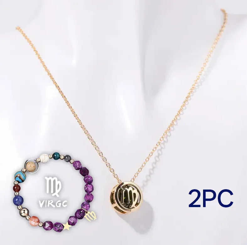 Natural stone beaded necklace and bracelet set with adjustable cord in twelve style variations