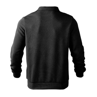 Men's Jacquard Half-Zip Sweatshirt in solid colors with unique lapel design