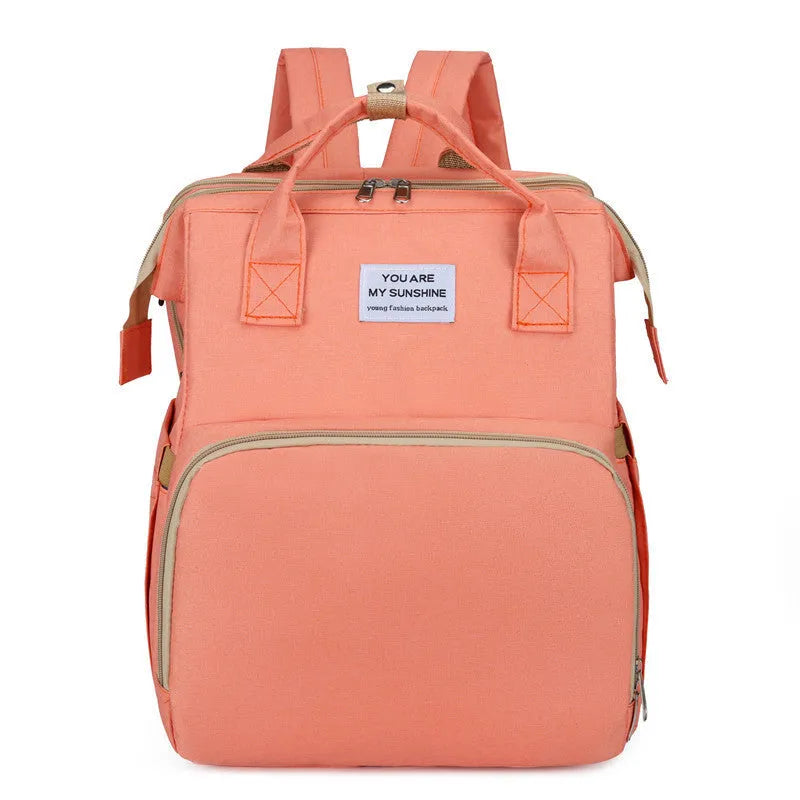 Lightweight nylon mother and baby storage bag with USB interface and curved shoulder strap