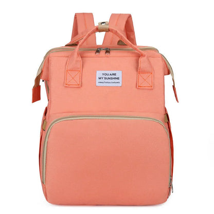 Lightweight nylon mother and baby storage bag with USB interface and curved shoulder strap