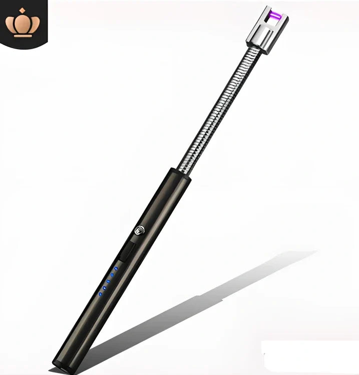 Black USB rechargeable electric lighter with 360-degree rotating head for windproof flameless ignition