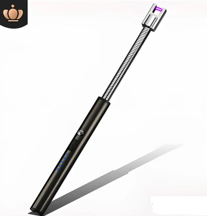 Black USB rechargeable electric lighter with 360-degree rotating head for windproof flameless ignition