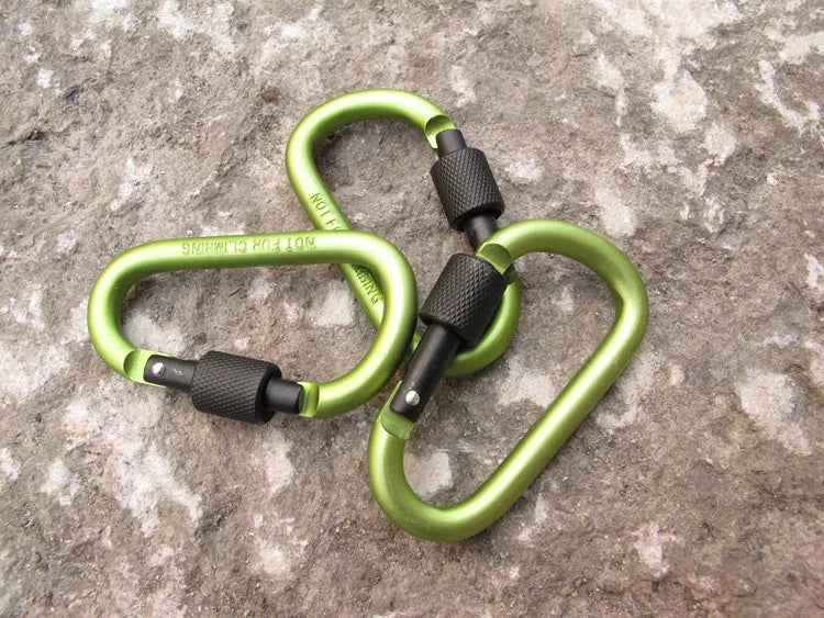 Durable aluminum alloy carabiner in multiple colors for gear organization