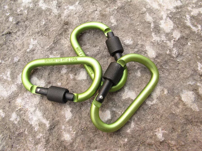 Durable aluminum alloy carabiner in multiple colors for gear organization