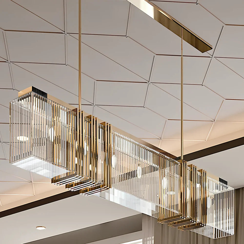 Modern glass chandelier with height adjustment mechanism and 1000mm diameter for restaurant lighting