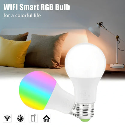 Round Bluetooth smart LED bulb with E27/B22 fittings, 60mm diameter, colour temperature adjustment 2700K-6500K