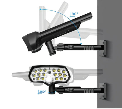 Black solar garden light with 17 LED beads, 206mm height, IP65 waterproof rating for outdoor use