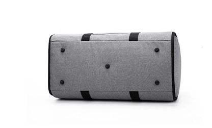 Cylinder travel bag in black with 36-55L capacity, Oxford cloth waterproof construction