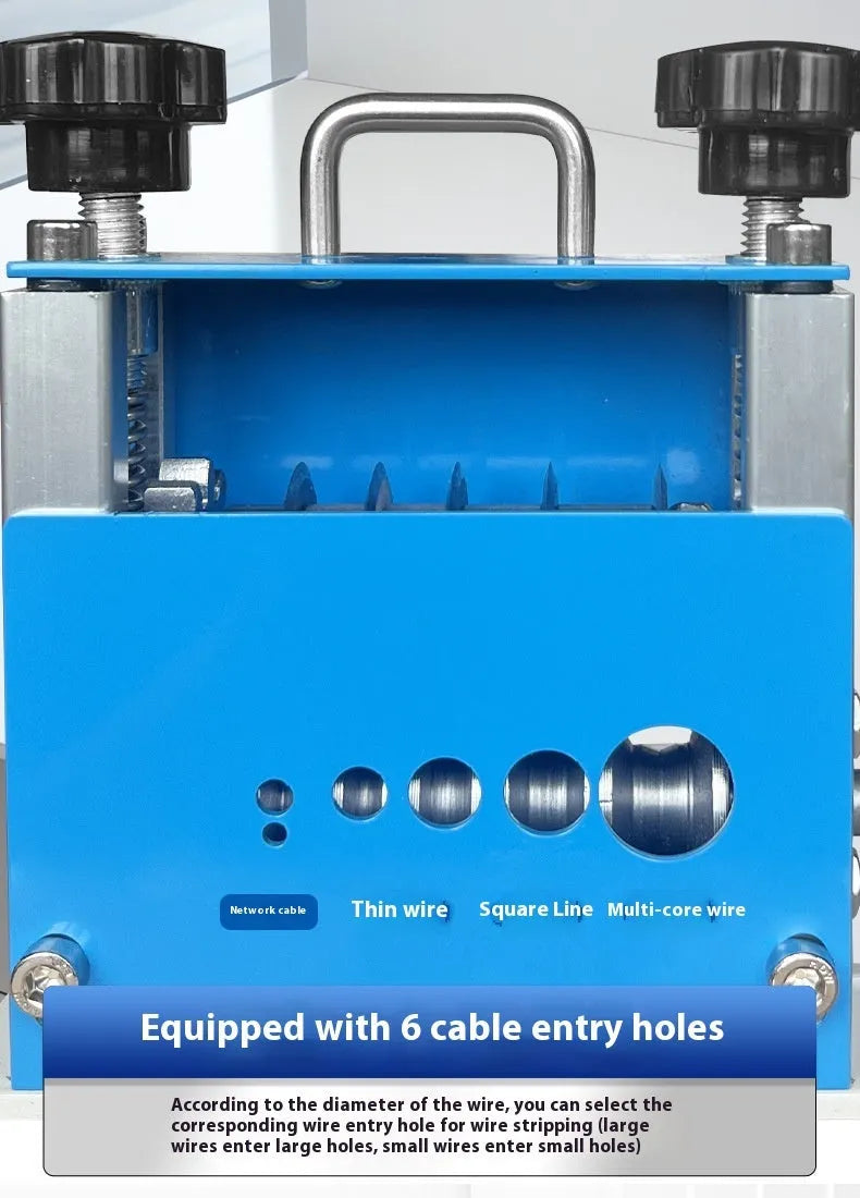 Manual wire stripping machine with adjustable blades for 0.5-17mm cables, compact 154mm design