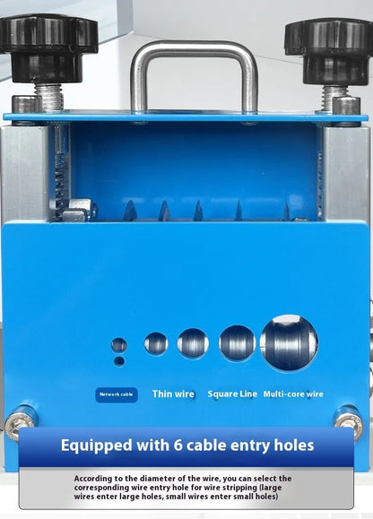 Manual wire stripping machine with adjustable blades for 0.5-17mm cables, compact 154mm design