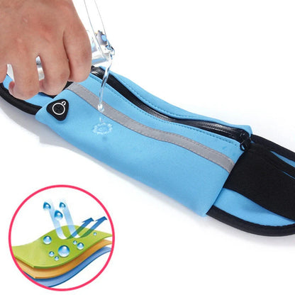Slim nylon fitness waist bag with zippered pocket in various colors for running and gym