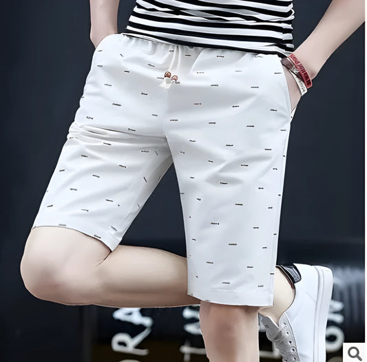 Men's cotton capri-length summer shorts in multiple colours with lace-up placket