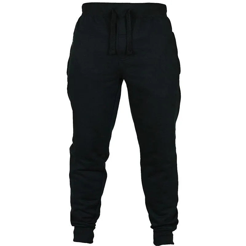 Men's solid colour cotton fleece pants with a drawstring waistband.